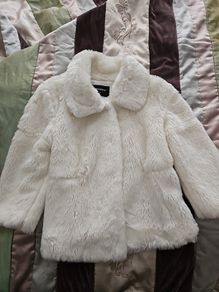 Cream Faux Fur Ladies Jacket Size 8