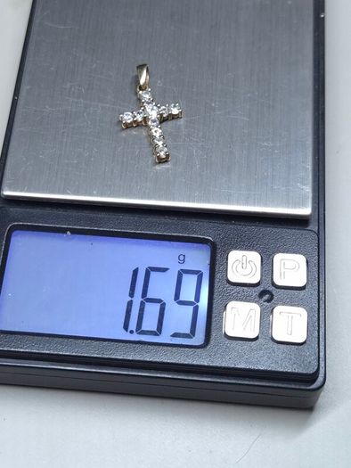 Vintage 9ct Gold Stone Set Cross Pendant Fully Hallmarked Birmingham