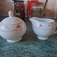Tara pottery,  sugar bowl and milk jug