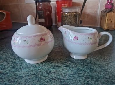 Tara pottery,  sugar bowl and milk jug
