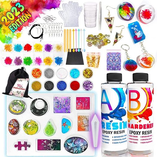 Jewelry Making Kit - Resin Kits for Beginners with Molds and Resin Making Supplies - Silicone Casting Mold, Tools Set and Clear Epoxy Resin for DIY Jewelry Craft (FREE SHIPPING)
