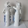 Antique Blue/White  Victorian Boy/Girl  Bisque Figurines  circ 1800s Image 2