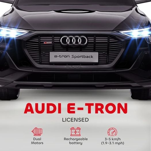 Audi E-tron Licensed 12V Kids Electric Ride On Car with Parental Remote Music Lights MP3 Suspension Wheels for 3-5 Years Black