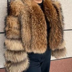 authentic raccoon fur coat