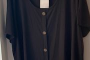 Yours Clothing ladies black ribbed top plus size