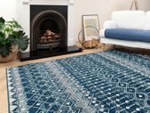 Designer Traditional Striped Navy Blue Lounge Living Room Area Rug Distressed Geometric Easy Clean Bedroom Carpet Utility Hallway Kitchen Rugs 160cm x 230cm