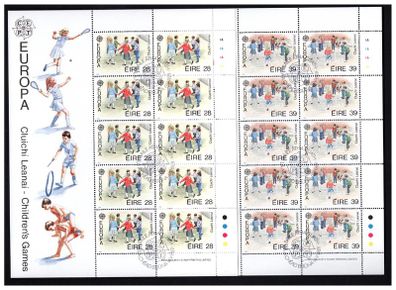 1989 Ireland Europa (Children's Games) Stamp Sheetlet with Baile Atha Cliath (Dublin) First Day cancel of 11/05/1989