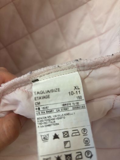 Benetton padded jacket size xl 150 cm