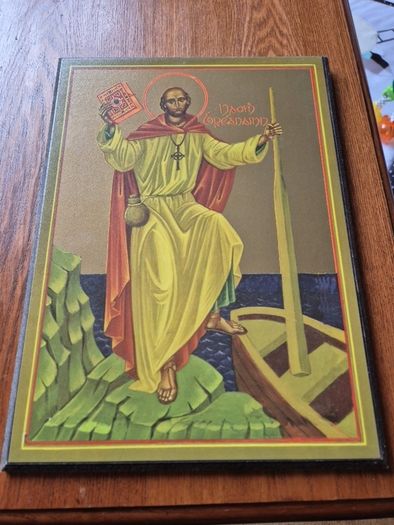 Vintage Icon of St Brendan the Navigator. Religious.