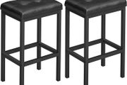 _Set of 2 Bar Stools 40 x 30 x 62 cm Backless PU Cover Easy Assembly Industrial Design Dining