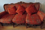 3 Piece suite, queen Ann style, terracotta design. in very good condition as shown in photos