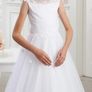 Communion dress size 128 + silk crop jacket + fleece crop jacket + gloves + handbag Image 3