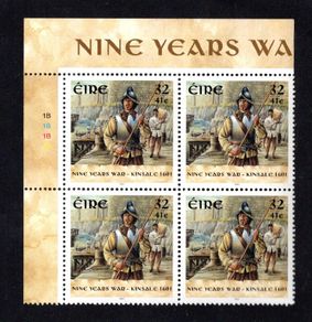 2001 Ireland Kinsale 1601 (Nine Years Wars) 41c/32p Commemorative Stamps Plate Block 1B1B1B1B Mint Never Hinged (MNH)