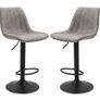 2-pack retro design bar stools, incl. footrest, height-adjustable, gas lift, Gray + Black Image 4
