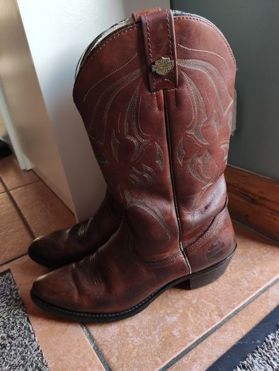 RARE Vintage Harley-Davidson Brown Leather Cowboy Boots Men's Size UK 10