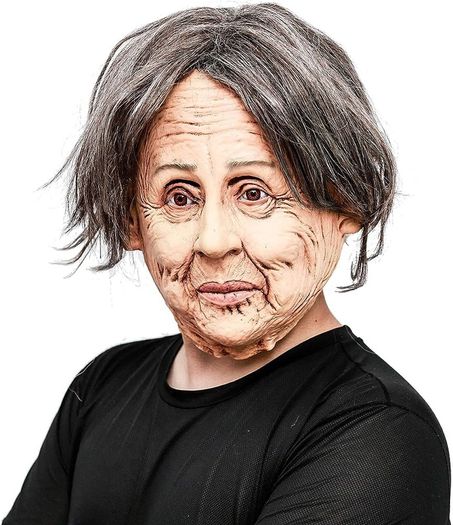 Old Woman Mask Latex Human Realistic Full Head Mask Fancy Dress Halloween Costume Party