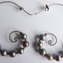 Vintage 925 Sterling Silver and dark pearl swirl earrings Image 3