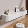 Floating TV Stand Unit with RGB LED Light - 160CM Wall Mounted TV Cabinet with Upgraded Storage & Rounded Edges, Modern TV Media Console for 55-65 Inch TVs Image 3