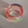 Champagne Pink Pearly Iridescent Resin Ring Image 2