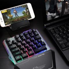 Gaming Keyboard RGB Backlit, 7KEYS 35 Keys Ergonomic Mini Keyboard with Wrist Rest, Half Keyboard for PC Gaming (Keypad)