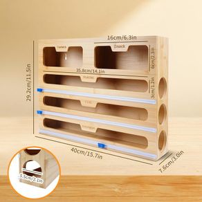 Foil Dispenser with Cutter, 5 in 1 Foil and Cling Film Dispenser, Roll Organizer Holder for Aluminum Foil, Cling Film, Wax Paper, Parchment Paper, Compatible with 15" Roll 2.2" Tall