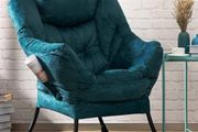 Comfy Chair for Living Room Bedroom Reading Chair Small Sofa Chairs Relax Arm Chairs with Steel Frame, Blue Green