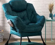 Comfy Chair for Living Room Bedroom Reading Chair Small Sofa Chairs Relax Arm Chairs with Steel Frame, Blue Green