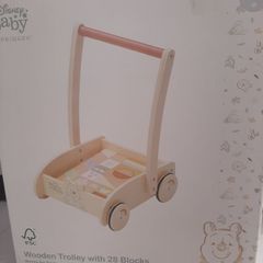 New winnie pooh wooden walker and 24 blocks