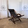 Vintage Black Leather Deck Chair with Armrests, 1940s Image 6