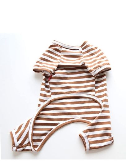 Dog Clothes,Dog Classic Striped Pajamas Soft Cotton Jumpsuit Pug French Bulldog Onesies Costume for Cats Puppy Small Dogs(Brown, blue, yellow, etc
