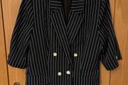 Vintage Navy Pinstripe Half Sleeve Double Breasted Blazer