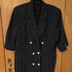 Vintage Navy Pinstripe Half Sleeve Double Breasted Blazer