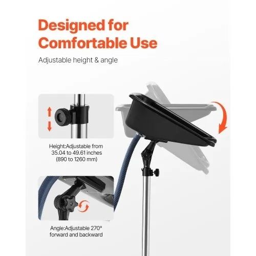 Portable Shampoo Bowl, Shampoo Sink with Adjustable Height & Angle, Salon Hair Wash Sink with Drain Hose and Star-Shaped Support Base