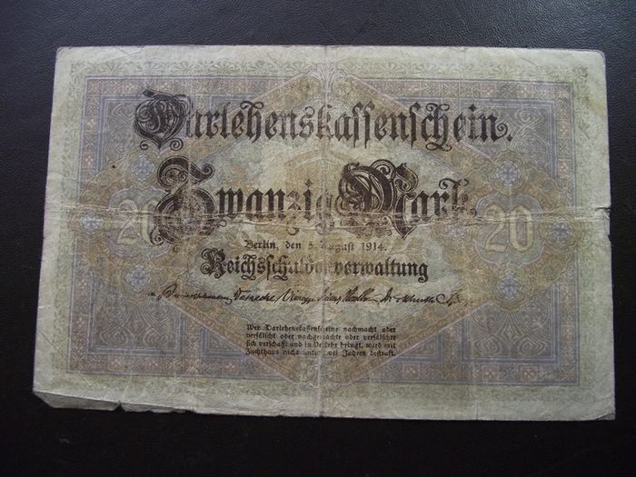 Germany. Darlehnskassenschein 20 Mark (5.8.1914)