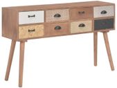 Console Table with 8 Drawers 120x30x76 cm Solid Pinewood