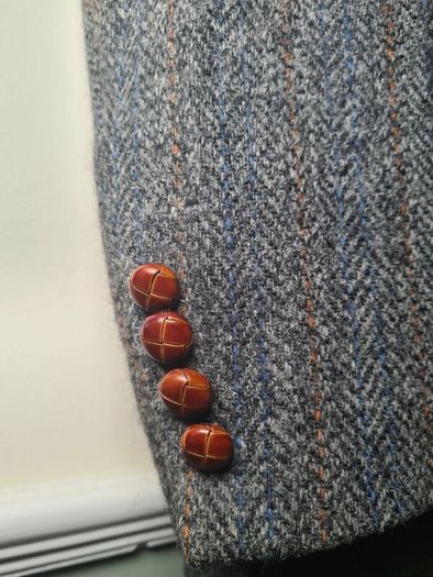 vintage mens Harris Tweed wool coat blazer jacket Size 44 short 100% scottish wool handwoven