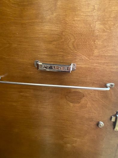 Mid century dressing table, ladies wardrobe, gents wardrobe and double bed.