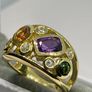 African Amethyst, Multi Gemstones Cluster Ring in 18K Yellow Gold Vermeil Plated Sterling Silver 2.508 Ct. Image 2