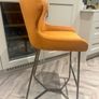 Set of 4 Orange Velvet Bar Stools Image 3