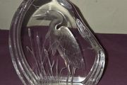 Vintage Heron Crane Lead Crystal Paperweight Artist Signed