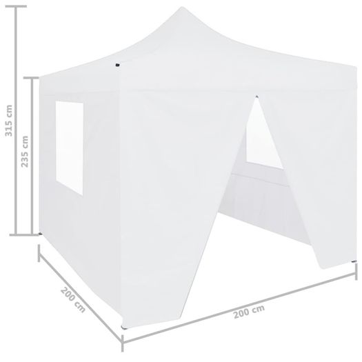 Professional Folding Party Tent with 4 Sidewalls 2x2 m Steel White