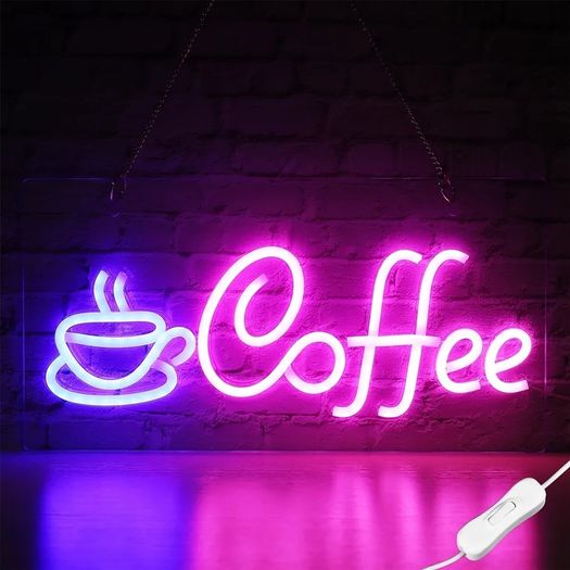 Coffee Neon Signs Usb Powered Led Coffee Light Up Sign With Hanging ...