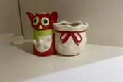 Christmas Decoration / Owl With Suck Glazed Ceramic Indoor Pot