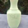 Vintage Celadon Green Glass Embossed Bottle Image 5