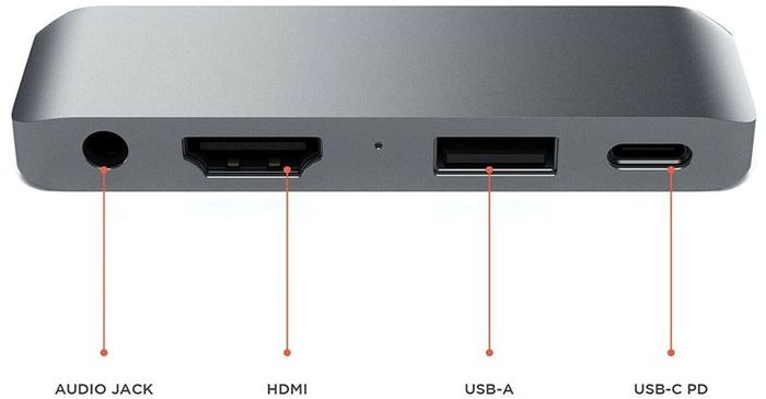 Satechi Type-C Mobile Pro Hub with USB-C PD Charging, 4K HDMI, USB 3.0, 3.5mm