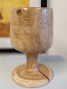 Hand turned wood goblet
