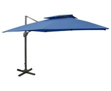 Cantilever Umbrella with Double Top 300x300 cm Azure Blue