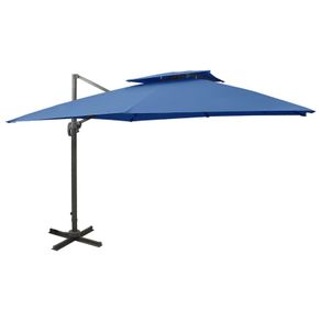 Cantilever Umbrella with Double Top 300x300 cm Azure Blue