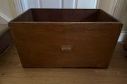 Vintage Industrial Wooden Storage Drawer / Crate with Brass Cup Handle