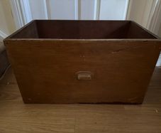 Vintage Industrial Wooden Storage Drawer / Crate with Brass Cup Handle